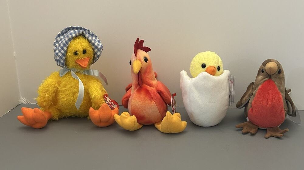 TY Beanie Babies Birds Lot of 4 Eggbert, Strut, Early and Bonnie w/Tags Vintage